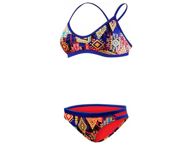 TYR Santa Ana Schwimmbikini Trinity Top + Cove Mini Bikini Bottom - 34 Blue/coral 1 TYR Santa Ana Schwimmbikini Trinity Top + Cove Mini Bikini Bottom - 34 Blue/coral