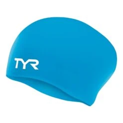 TYR Long Hair Wrinkle Free Kinder Schwimmkappe Blau