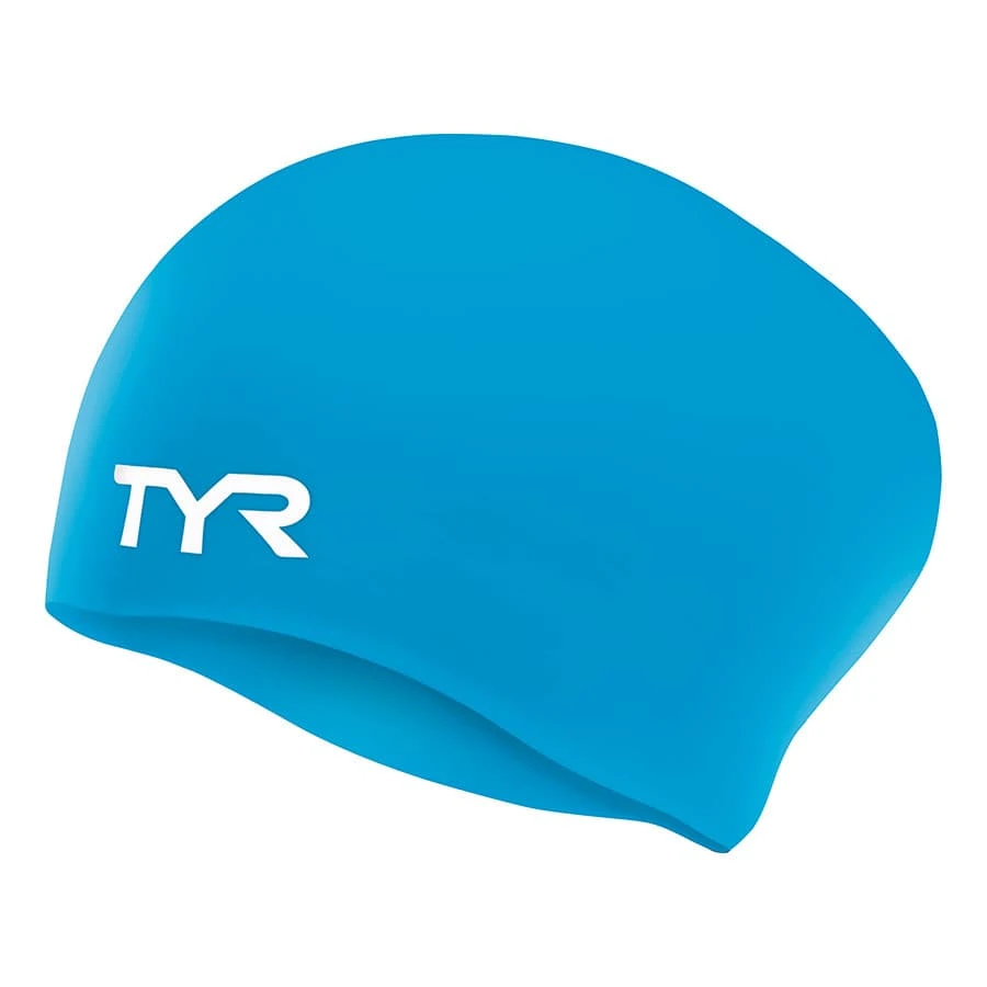 Badekappe TYR Silikon Cap Long Hair Blau 1 Badekappe TYR Silikon Cap Long Hair Blau