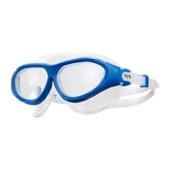 TYR Flex Frame Schwimmbrille Weiß/blau Mit Transparenten Gläsern