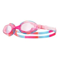 Schwimmbrille TYR Swimple Tie Dye Rosa Blau Orange Mit Transparenten Gläsern Kind