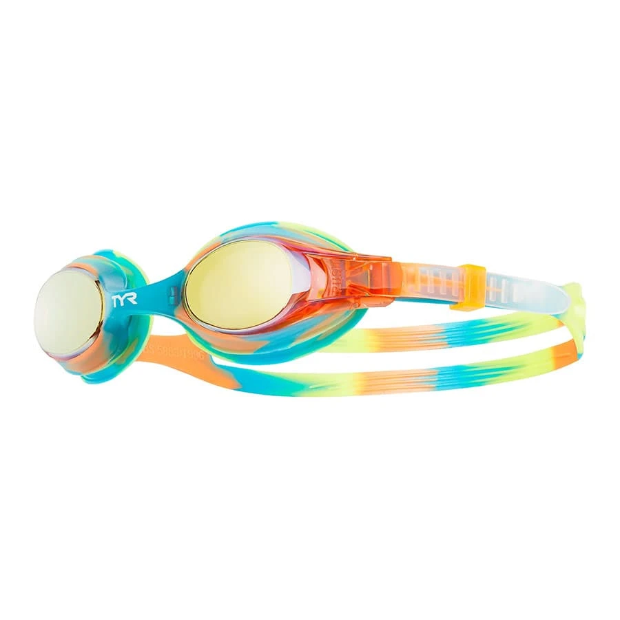 TYR Swimple Tie Dye Kinder Schwimmbrille Rot/blau/grün Mit Verspiegelten Goldenen Gläsern 1 TYR Swimple Tie Dye Kinder Schwimmbrille Rot/blau/grün Mit Verspiegelten Goldenen Gläsern